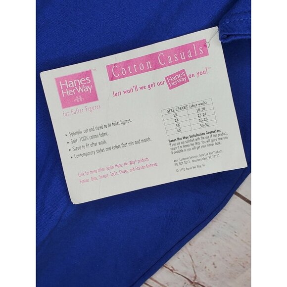 Vintage Hanes Her Way 2X Plus Size Cotton Casual Full Figure 22/24W Blue T Shirt - Picture 4 of 9